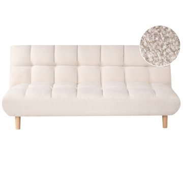 Risor Fällbar Sovesofa 112x190 cm i Bouclé - Hvit - Møbler - Sofaer - Sovesofaer