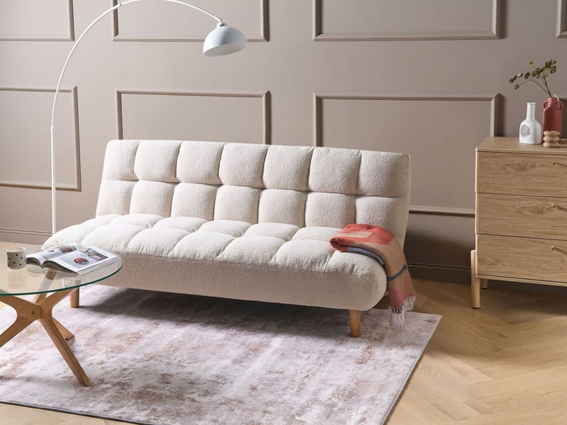 Risor Fällbar Sovesofa 112x190 cm i Bouclé - Hvit - Møbler - Sofaer - Sovesofaer