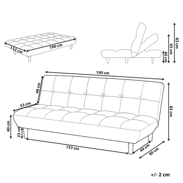 Risor Sammenleggbar Sovesofa 112x190 cm i Bouclé - Hvit - Møbler - Sofaer - Sovesofaer - 2 seters sovesofa