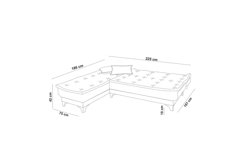 Riversdale Sovesofa med Sjeselong 4-seter - Grå - Møbler - Sofaer - Sovesofaer