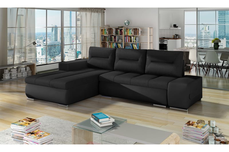 Rodeche Sovesofa - Svart/Svart - Sovesofaer - 4 seters sovesofa