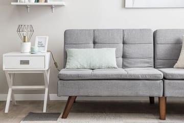 Ronne 2-seter Sengbar Rektangulær Sovesofa i Stoff med Trebein - Grå - Møbler - Sofaer - Sovesofaer