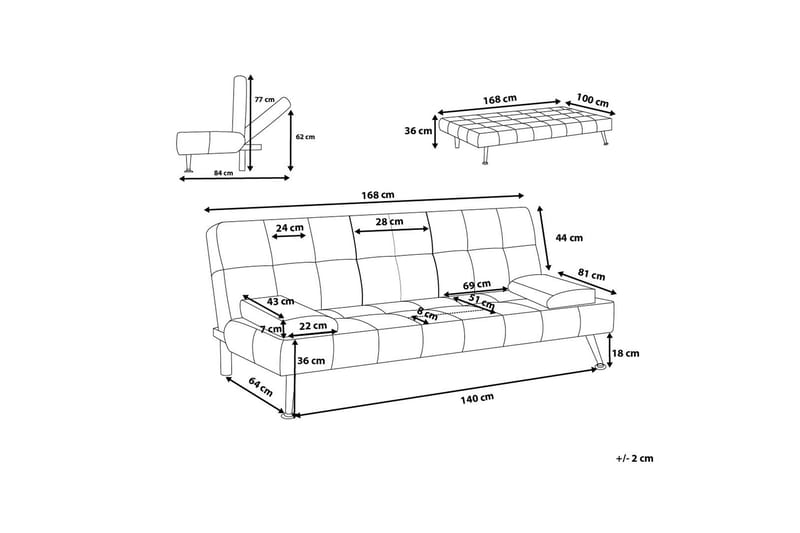 Roxen Divansovesofa 168 cm - Blå - Sovesofaer