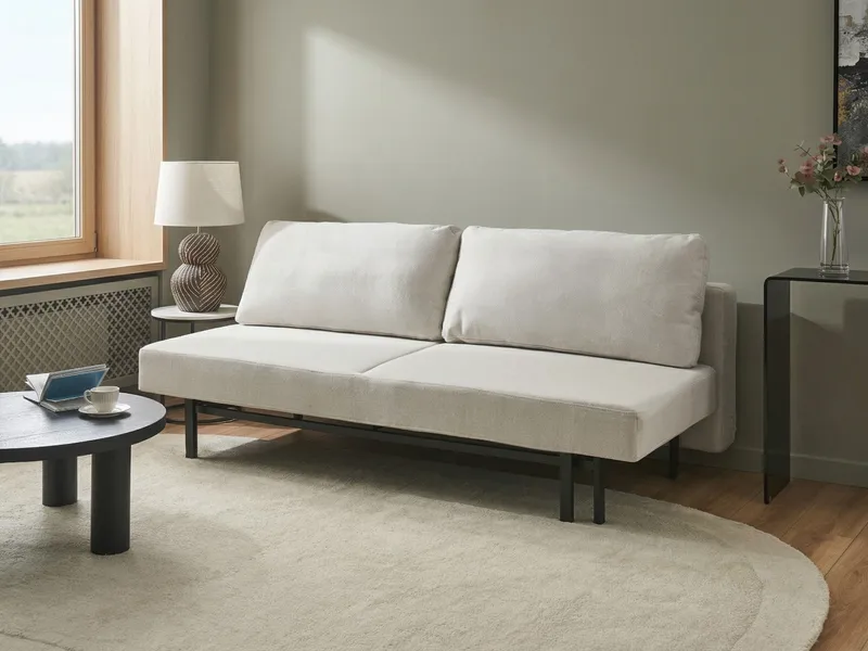 Roykka Rektangulær Sovesofa 136x201 cm i Stoff - Lys Beige - Møbler - Sofaer - Sovesofaer - 3 seters sovesofa
