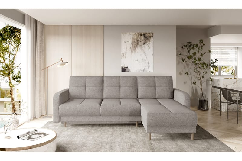 Saimon Sovesofa m. Divan med Oppbevaring 3-seter - Beige - Sovesofaer - Sovesofa divan