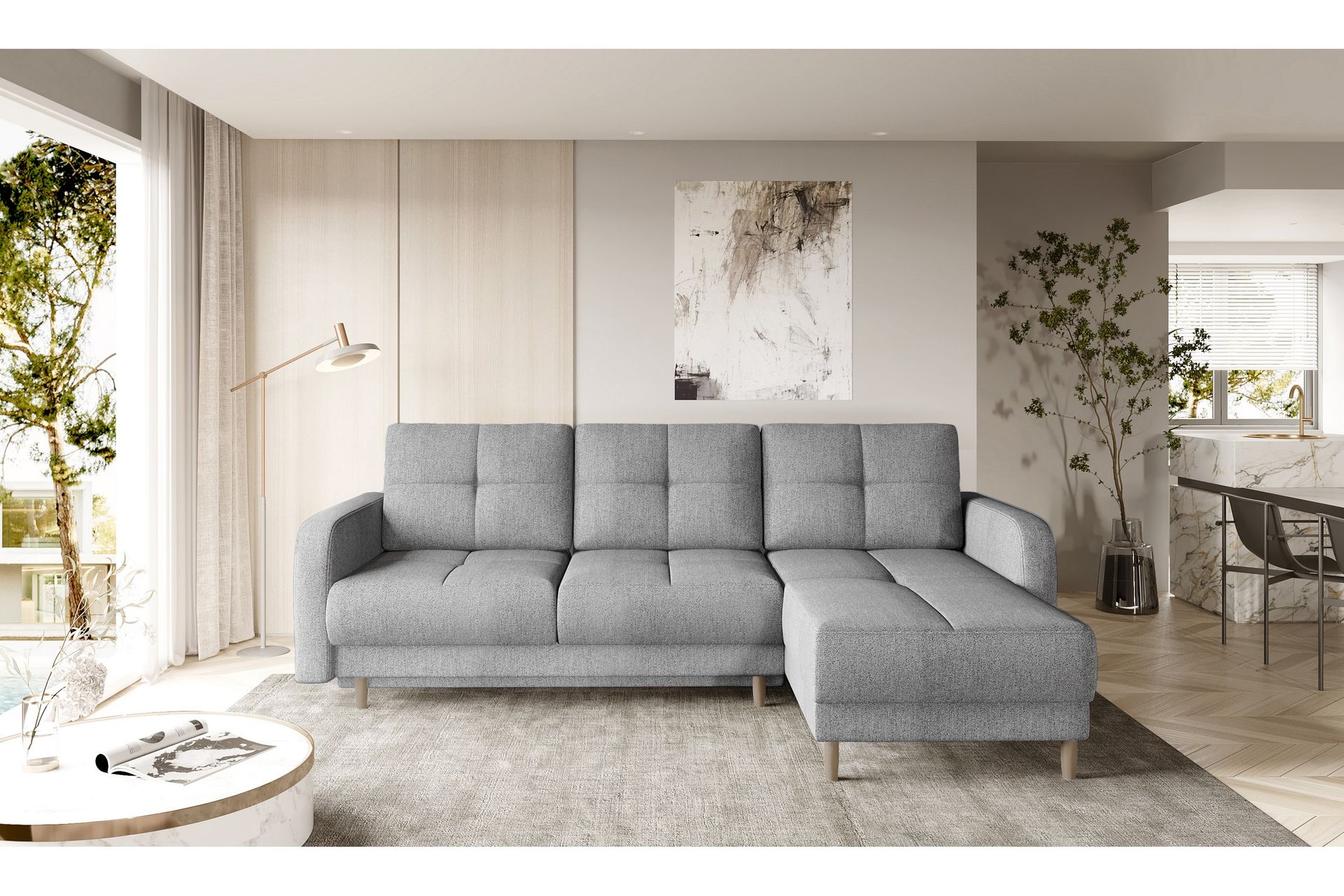 Saimon Sovesofa m. Divan med Oppbevaring 3-seter - Grå - Møbler - Sofaer - Sovesofaer
