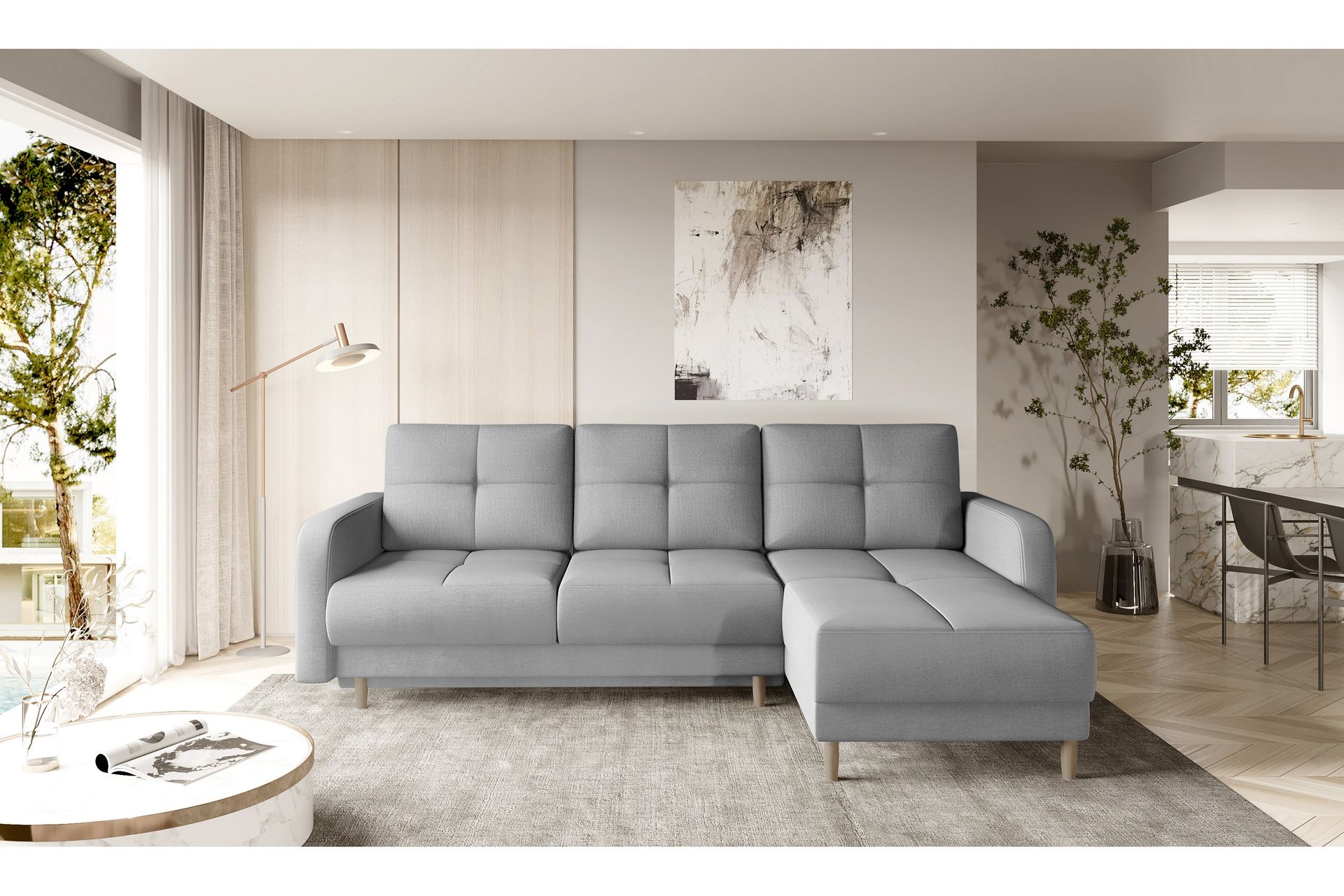 Saimon Sovesofa m. Divan med Oppbevaring 3-seter - Grå - Møbler - Sofaer - Sovesofaer