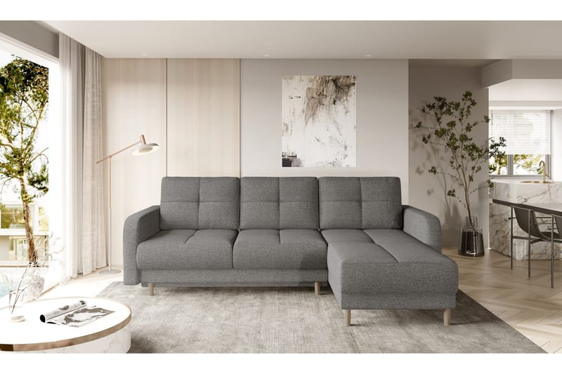 Saimon Sovesofa m. Divan med Oppbevaring 3-seter - Grå - Møbler - Sofaer - Sovesofaer