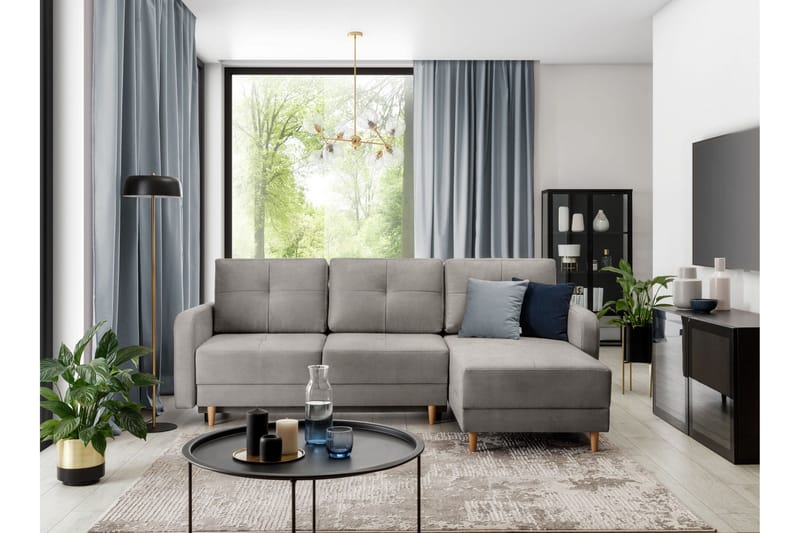 Saimon Sovesofa m. Divan med Oppbevaring 3-seter - Grå - Møbler - Sofaer - Sovesofaer