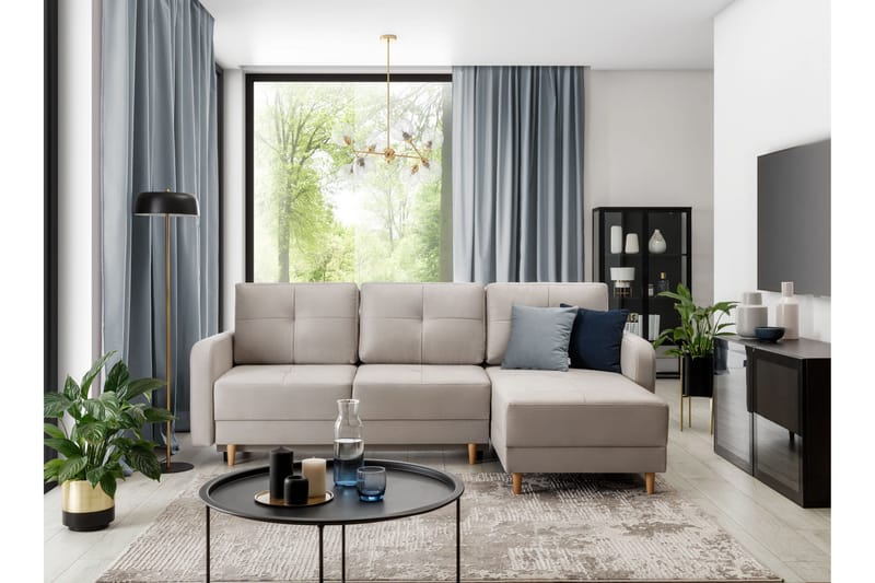 Saimon Sovesofa m. Divan med Oppbevaring 3-seter - Grå - Møbler - Sofaer - Sovesofaer