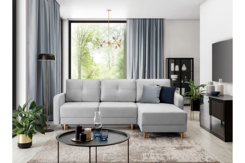 Saimon Sovesofa m. Divan med Oppbevaring 3-seter - Grå - Møbler - Sofaer - Sovesofaer