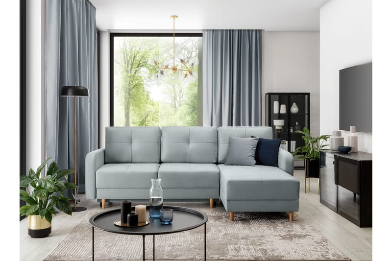 Saimon Sovesofa m. Divan med Oppbevaring 3-seter - Grå - Møbler - Sofaer - Sovesofaer