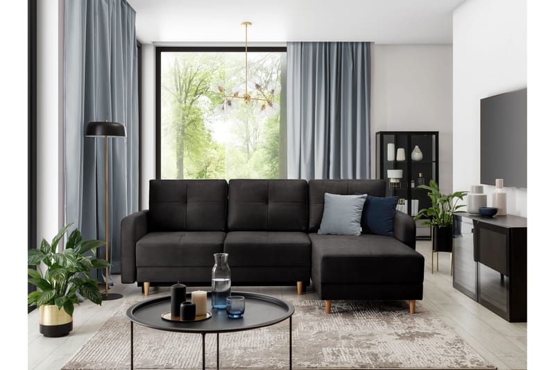 Saimon Sovesofa m. Divan med Oppbevaring 3-seter - Mørkegrå - Møbler - Sofaer - Sovesofaer