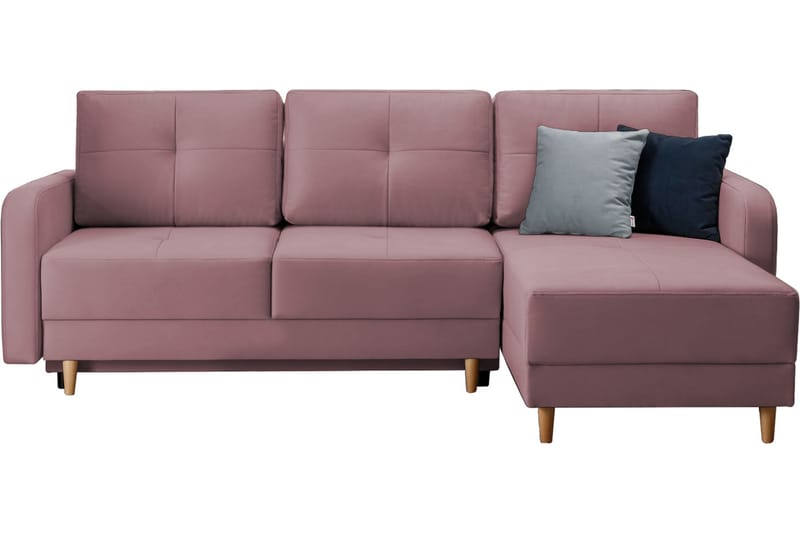 Saimon Sovesofa m. Divan med Oppbevaring 3-seter - Rosa - Sovesofaer - Sovesofa divan