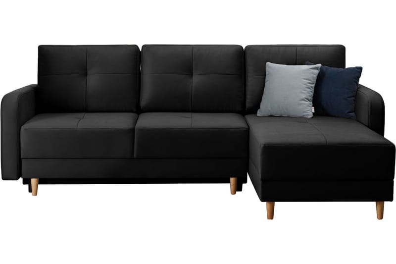 Saimon Sovesofa m. Divan med Oppbevaring 3-seter - Svart - Sovesofaer - Sovesofa divan