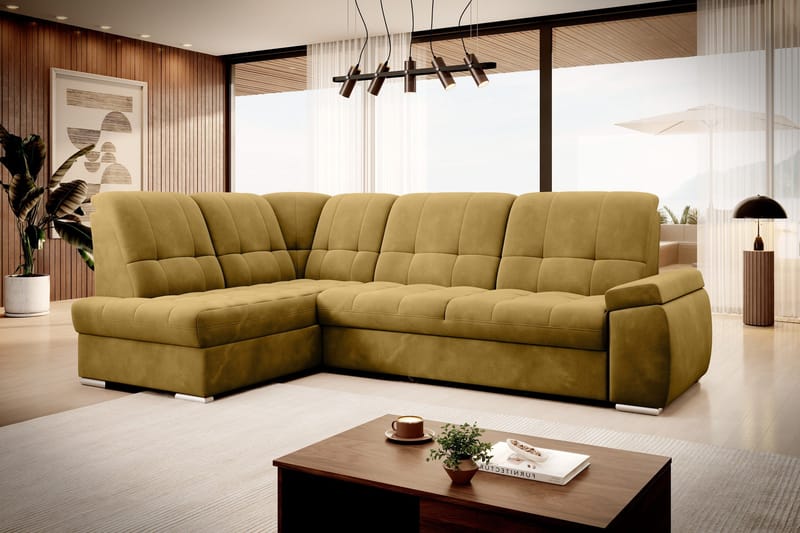 Sajana Sovesofa m. Sjeselong 3-seter - Gul - Møbler - Sofaer - Sovesofaer