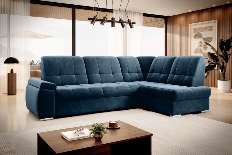 Sajana Sovesofa m. Sjeselong 3-seter - Mørkeblå - Møbler - Sofaer - Sovesofaer