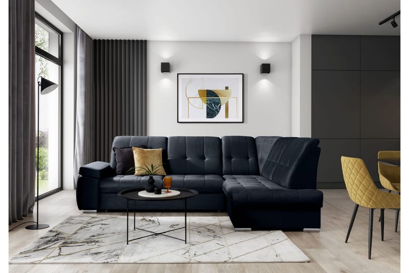 Sajana Sovesofa m. Sjeselong 3-seter - Mørkeblå - Møbler - Sofaer - Sovesofaer