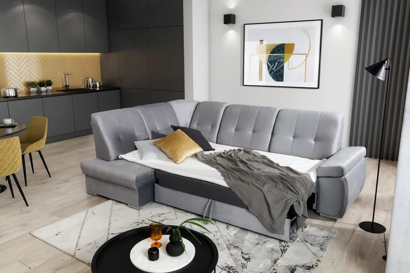 Sajana Sovesofa m. Sjeselong 3-seter - Mørkeblå - Møbler - Sofaer - Sovesofaer