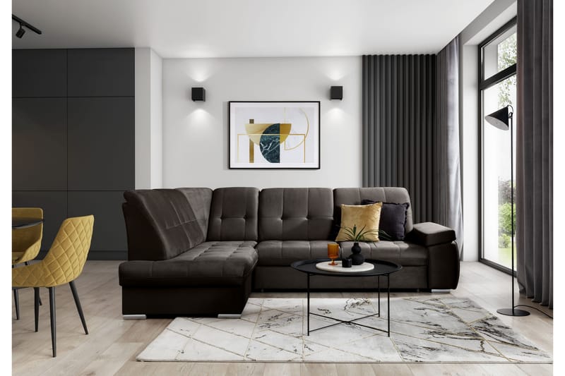 Sajana Sovesofa m. Sjeselong 3-seter - Mørkebrun - Møbler - Sofaer - Sovesofaer