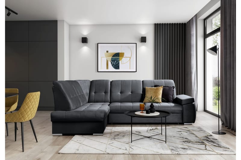 Sajana Sovesofa m. Sjeselong 3-seter - Mørkegrå - Møbler - Sofaer - Sovesofaer