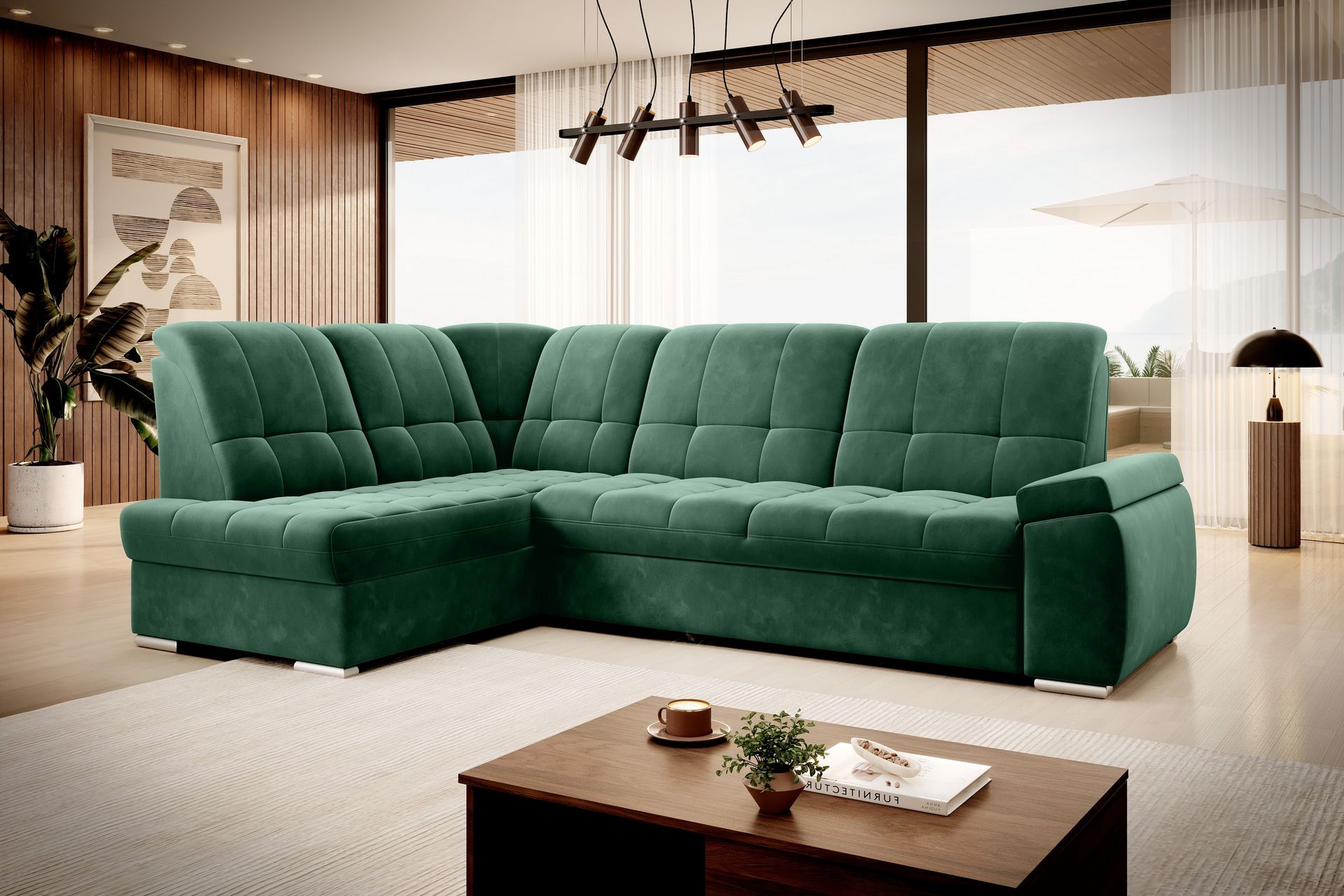 Sajana Sovesofa m. Sjeselong 3-seter - Mørkegrønn - Møbler - Sofaer - Sovesofaer