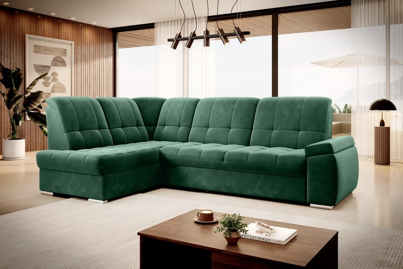 Sajana Sovesofa m. Sjeselong 3-seter - Mørkegrønn - Møbler - Sofaer - Sovesofaer