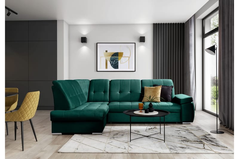 Sajana Sovesofa m. Sjeselong 3-seter - Mørkegrønn - Møbler - Sofaer - Sovesofaer