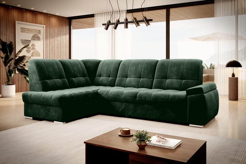 Sajana Sovesofa m. Sjeselong 3-seter - Mørkegrønn - Møbler - Sofaer - Sovesofaer