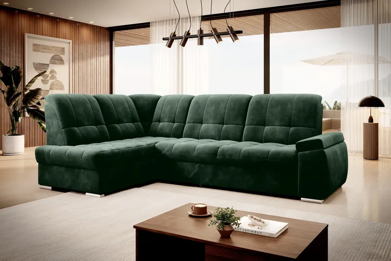 Sajana Sovesofa m. Sjeselong 3-seter - Mørkegrønn - Møbler - Sofaer - Sovesofaer