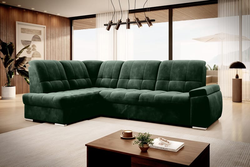 Sajana Sovesofa m. Sjeselong 3-seter - Mørkegrønn - Møbler - Sofaer - Sovesofaer