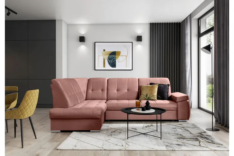 Sajana Sovesofa m. Sjeselong 3-seter - Rosa - Møbler - Sofaer - Sovesofaer