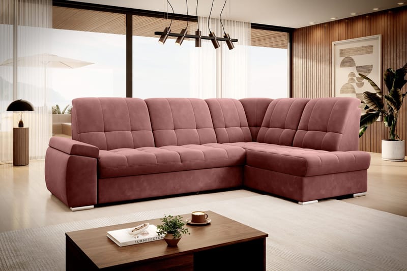 Sajana Sovesofa m. Sjeselong 3-seter - Rosa - Møbler - Sofaer - Sovesofaer
