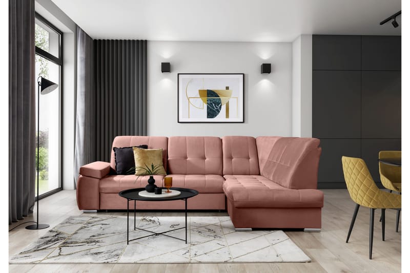 Sajana Sovesofa m. Sjeselong 3-seter - Rosa - Møbler - Sofaer - Sovesofaer