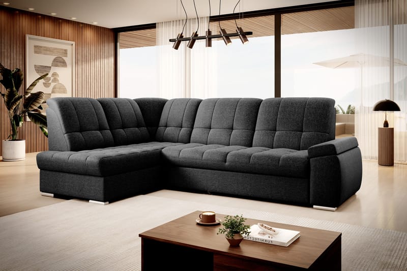 Sajana Sovesofa m. Sjeselong 3-seter - Svart - Møbler - Sofaer - Sovesofaer