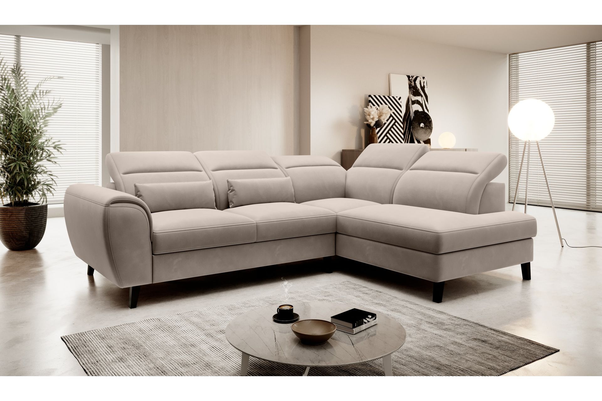 Sajda Sovesofa m. Sjeselong 3-seter - Beige - Møbler - Sofaer - Sovesofaer