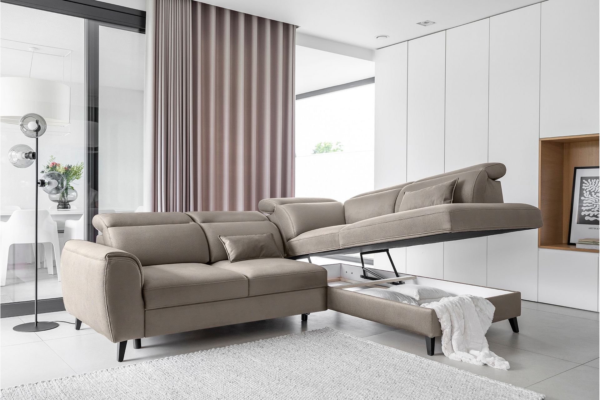 Sajda Sovesofa m. Sjeselong 3-seter - Beige - Møbler - Sofaer - Sovesofaer