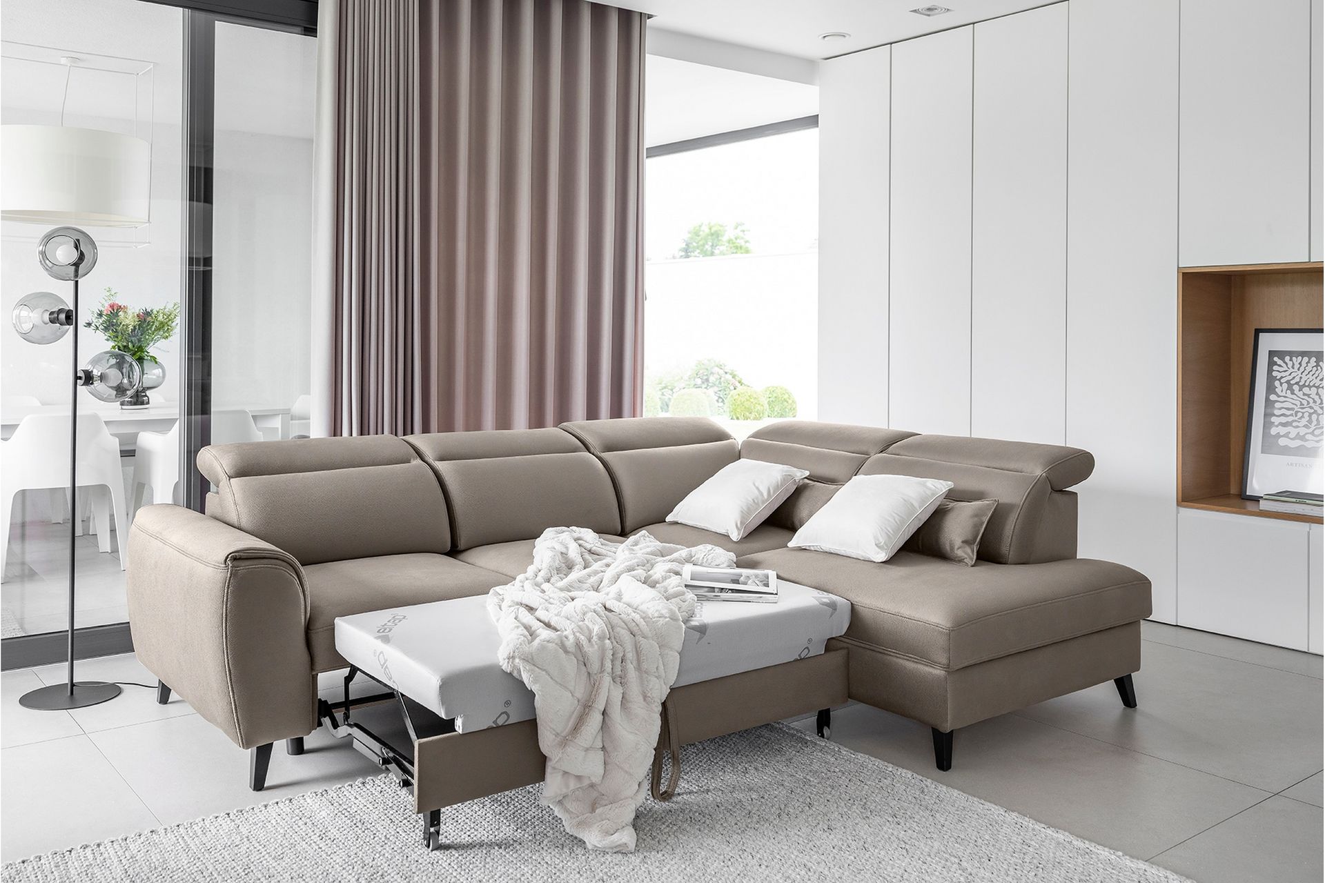 Sajda Sovesofa m. Sjeselong 3-seter - Beige - Møbler - Sofaer - Sovesofaer