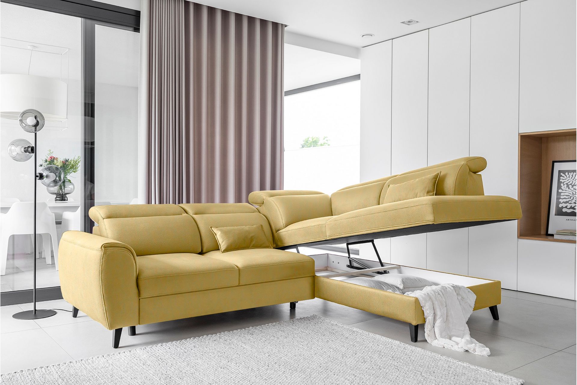 Sajda Sovesofa m. Sjeselong 3-seter - Gul - Møbler - Sofaer - Sovesofaer