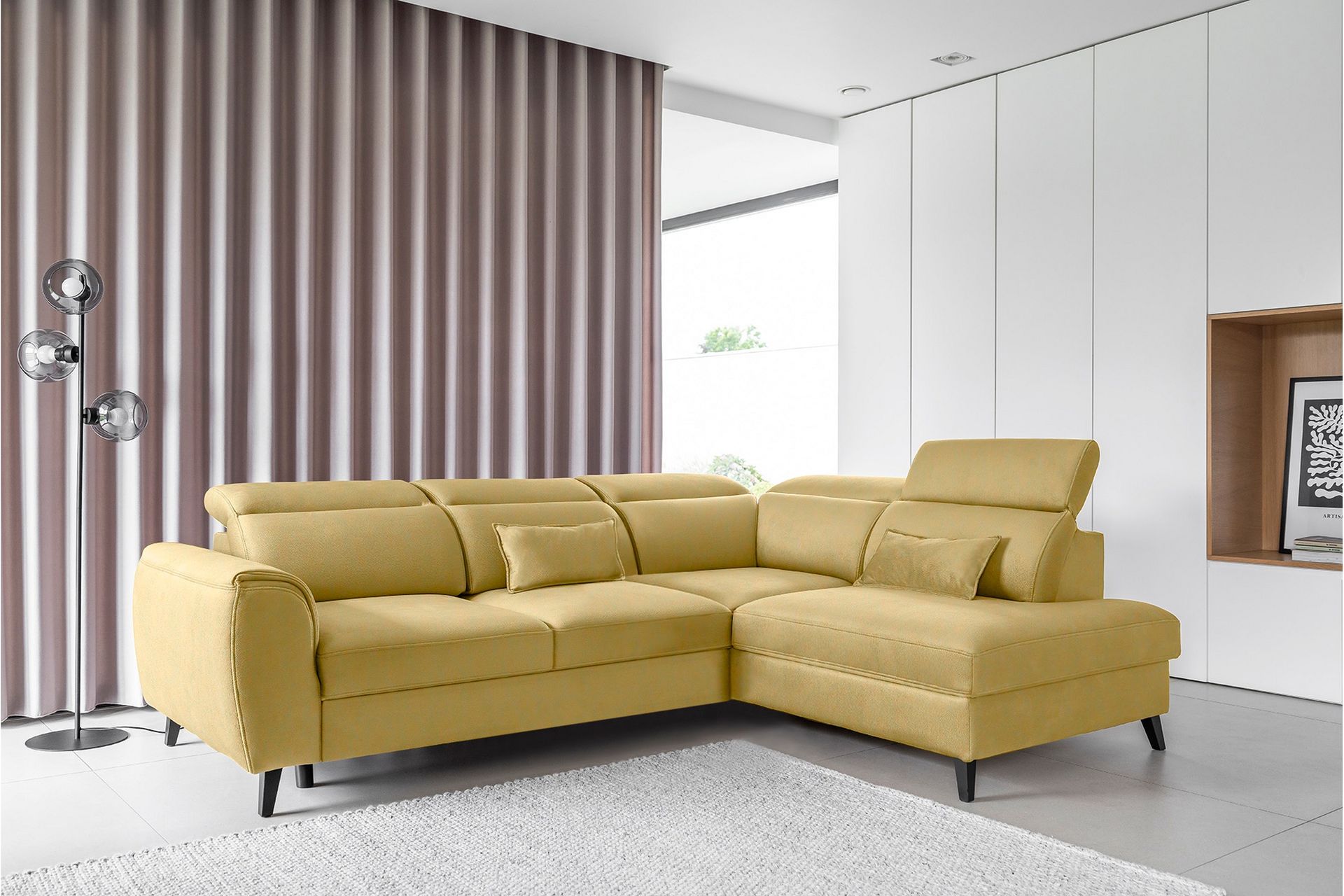 Sajda Sovesofa m. Sjeselong 3-seter - Gul - Møbler - Sofaer - Sovesofaer