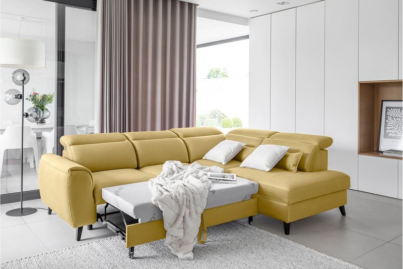 Sajda Sovesofa m. Sjeselong 3-seter - Gul - Møbler - Sofaer - Sovesofaer