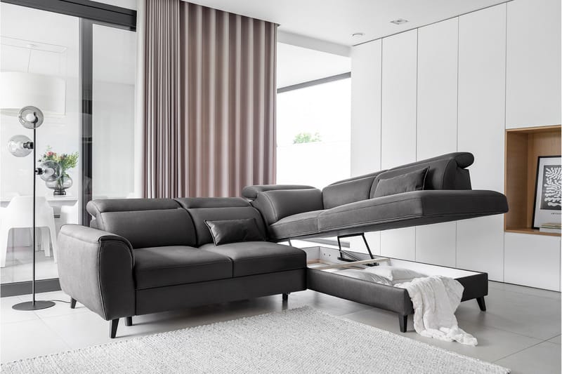 Sajda Sovesofa m. Sjeselong 3-seter - Mørkegrå - Møbler - Sofaer - Sovesofaer