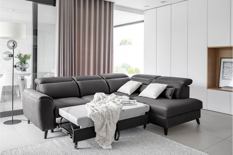 Sajda Sovesofa m. Sjeselong 3-seter - Mørkegrå - Møbler - Sofaer - Sovesofaer