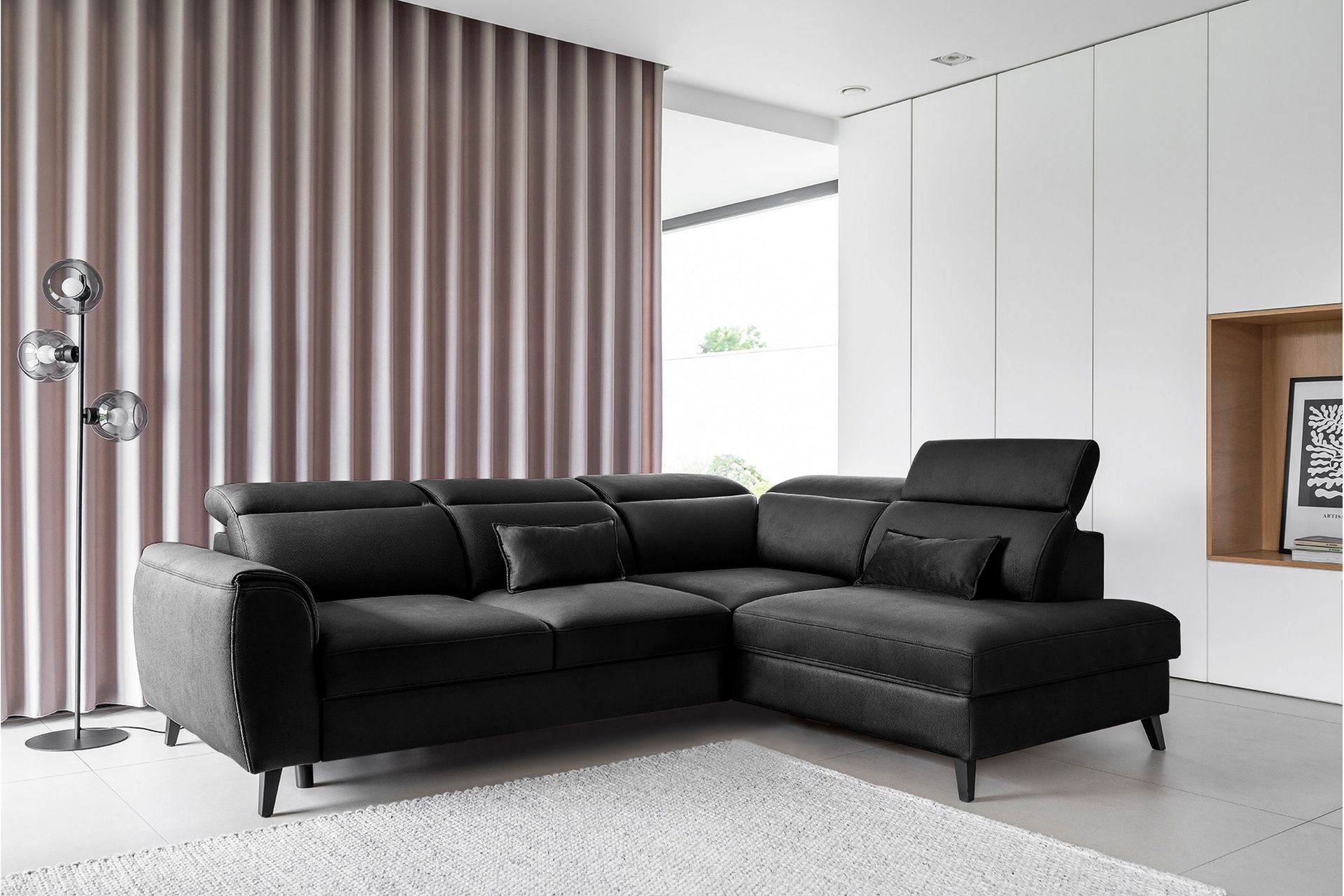 Sajda Sovesofa m. Sjeselong 3-seter - Svart - Møbler - Sofaer - Sovesofaer