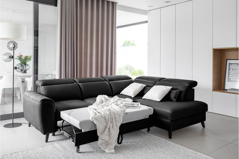 Sajda Sovesofa m. Sjeselong 3-seter - Svart - Møbler - Sofaer - Sovesofaer