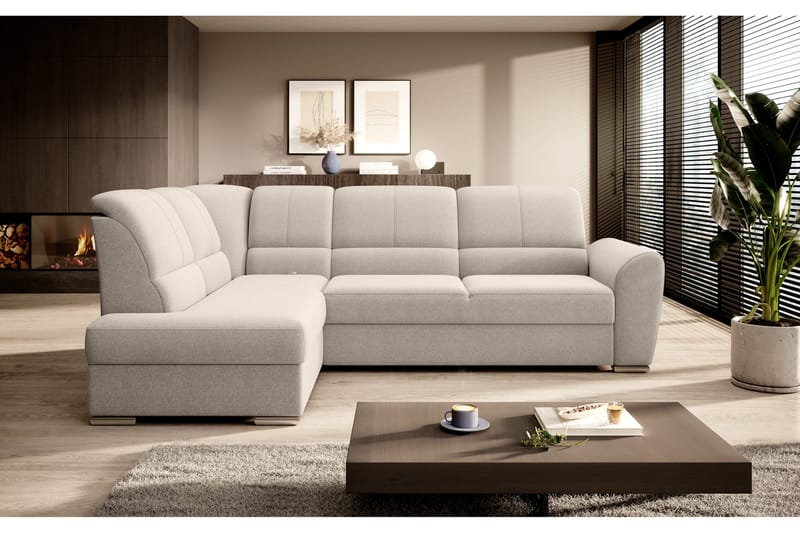 Sajmon Sovesofa m. Sjeselong 3-seter - Beige - Møbler - Sofaer - Sovesofaer