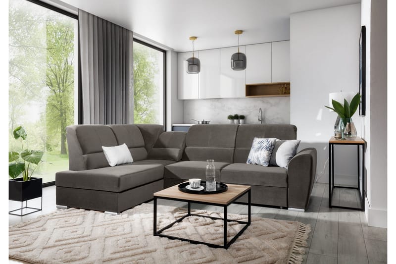 Sajmon Sovesofa m. Sjeselong 3-seter - Grå - Møbler - Sofaer - Sovesofaer