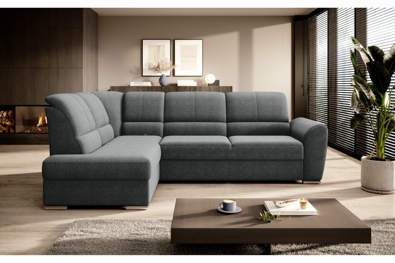 Sajmon Sovesofa m. Sjeselong 3-seter - Grå - Møbler - Sofaer - Sovesofaer