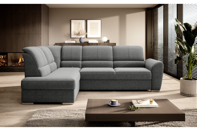 Sajmon Sovesofa m. Sjeselong 3-seter - Grå - Møbler - Sofaer - Sovesofaer