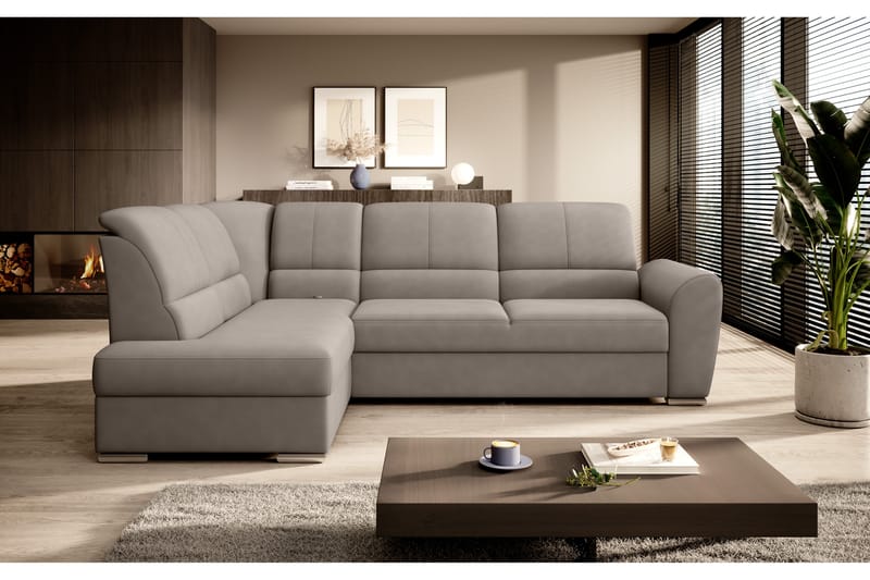 Sajmon Sovesofa m. Sjeselong 3-seter - Grå - Møbler - Sofaer - Sovesofaer